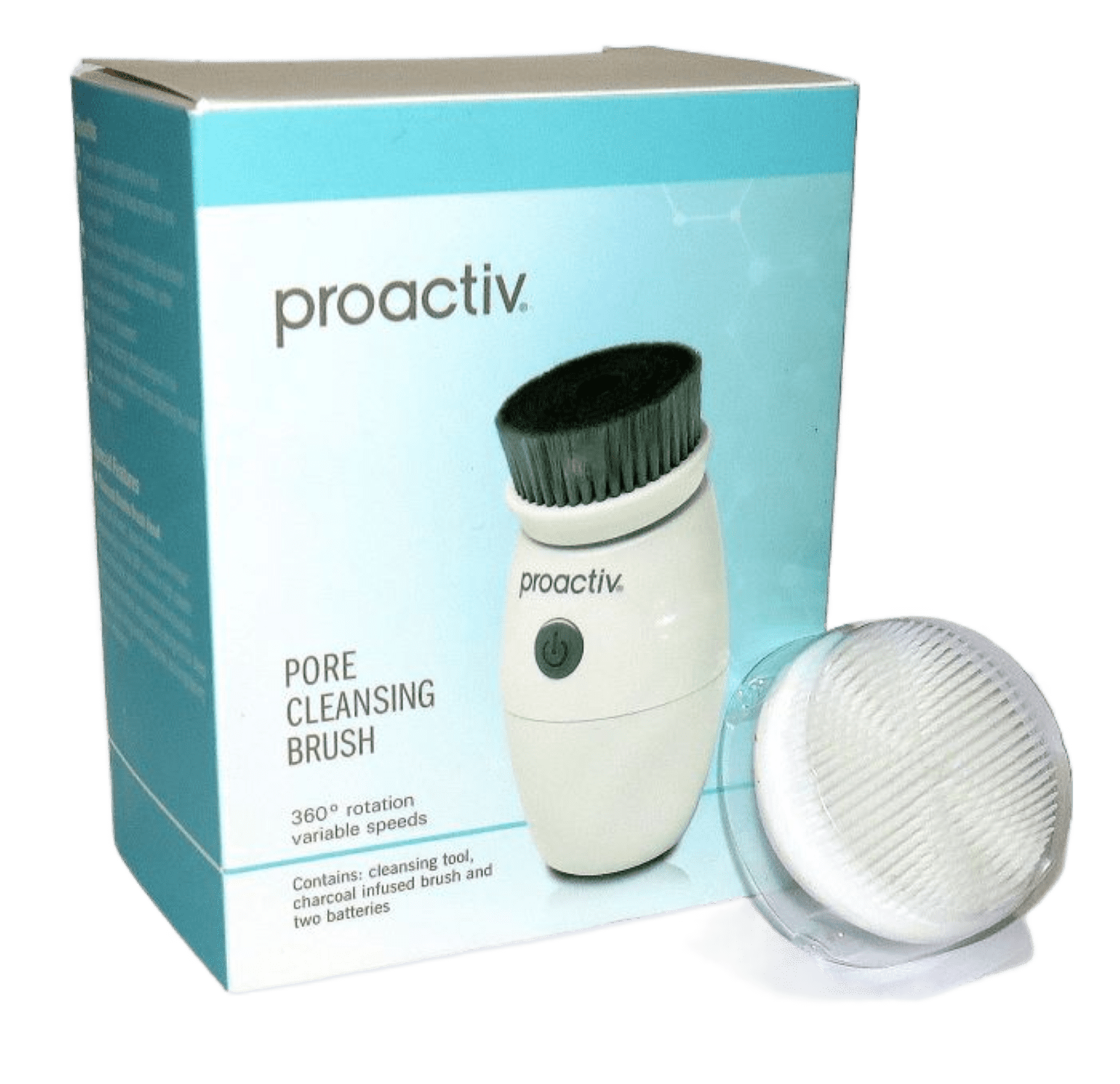Proactiv Pore Cleansing Brush Battery Powered Charcoal Infused + Bonus Silicone Brush Head