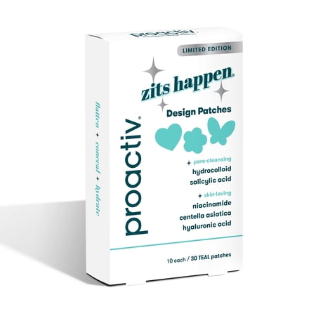 Proactiv Zits Happen® Design Patches, Hydrocolloid Pimple Patches for Face and Back Acne with Pore Cleansing Salicylic Acid, 30 Count