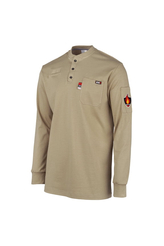 Pullover Henley Shirt -KHAKI