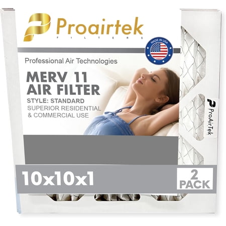 Proairtek AF10101M11SWH 10 × 10 × 1 Inch Air Filter (Pack of 2) – MERV 11