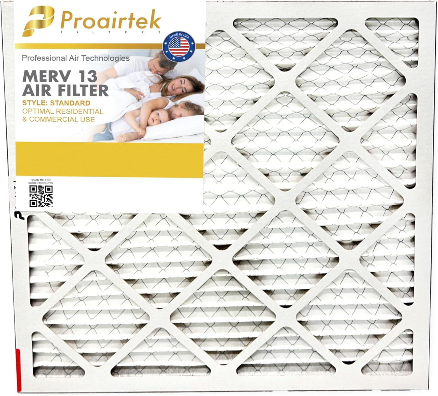 Proairtek AF20201M13SWH Model 20x20x1 Air Filter, MERV 13; Ideal for Anyone Wanting Clean, Crisp Air in Their Home