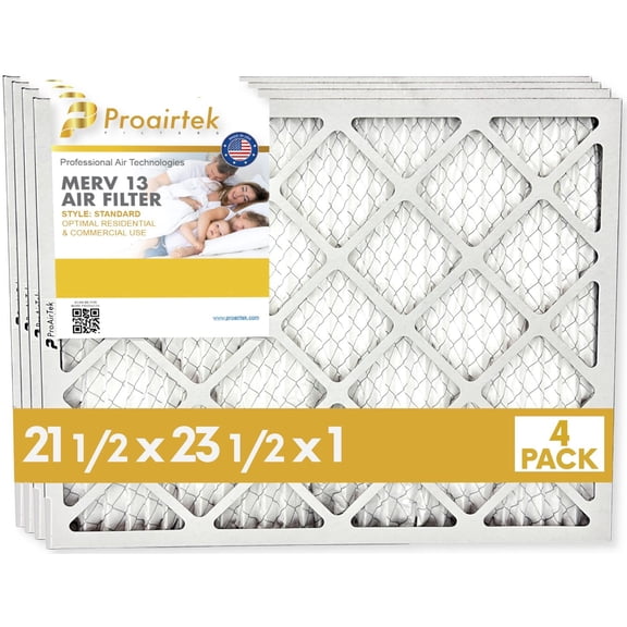 Proairtek AF21H23H1M13SWH MERV 13 Standard 21.5"x23.5"x1" Air Filters (Pack of 4); Ideal for Anyone Wanting Crisp Air in Their Home; Capture Microscopic particles without Impacting Air Flow