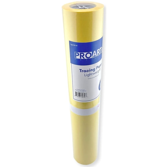 Proartek PK00050 Model TP1250Y1WP030N Type 55Y-G Yellow Tracing Paper Roll; 12 Inches x 50 Yards; 1-Inch Core; Transparent Surface; Accepts Pencil, Ink, and Marker; 8 lb. Basis Weight