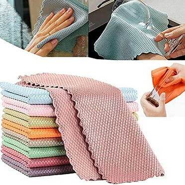 Probablei Streak Cleaning Cloths - 10-Pack Durable Multipurpose Cotton Cloths for Glass, Stainless Steel, Electronics & More Pink