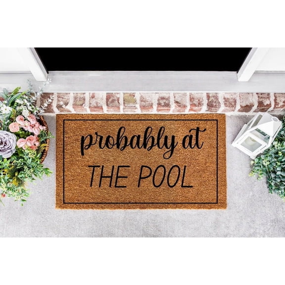 Probably at The Pool Mats for Front Door Entry Front Porch Doormat Non-Slip Carpet Rugs Floor Mat Decorative for Home Bathroom Kitchen Indoor 20x32 Inch