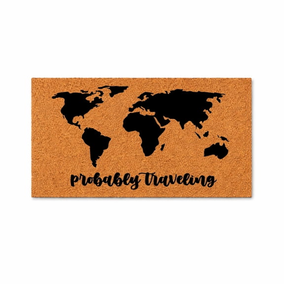 Probably Traveling Doormat, World Map Travel Themed Entryway Mat (36x60 inches) WoodByStu 5313