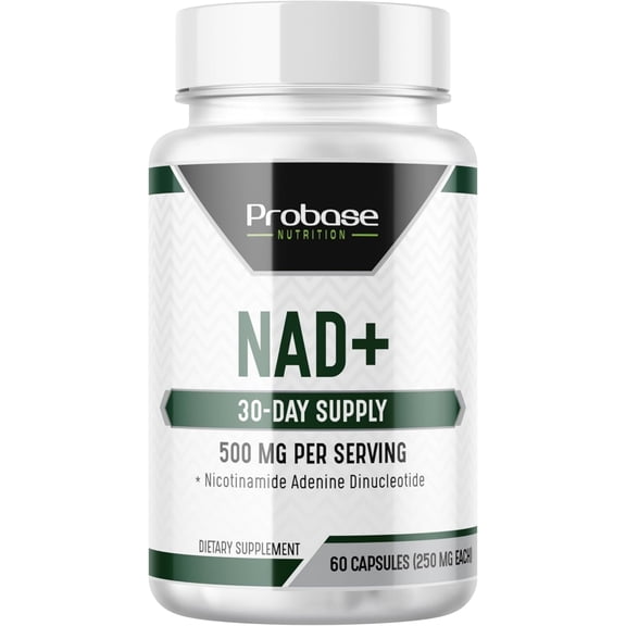 Probase Nutrition NAD Supplement 500mg High Potency 30 Day Supply NAD Maximizer Similar to Nicotinamide Riboside Vegan Non GMO Third Party Tested