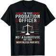 thumbnail image 1 of Probation Officer American Flag Grey Line, Parole Officer T-Shirt, 1 of 4
