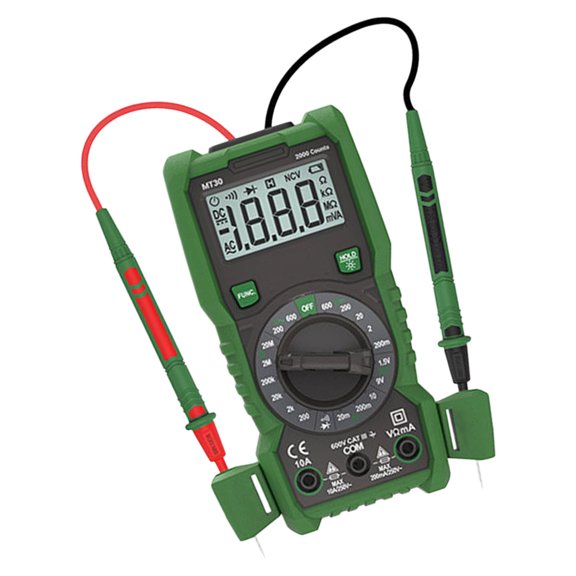Handheld Digital Multimeter for Routine Electrical Checks, 2UUL LCD Meter, Rotary Selector, Red Dark Probes, Household Troubleshooting, Appliance Service, Daily Upkeep