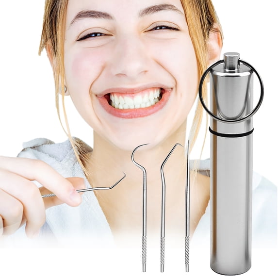 Stainless Steel Probe Tool Kit with 3 Piece Scraper Tweezers for Teeth Cleaning Care 3PCS