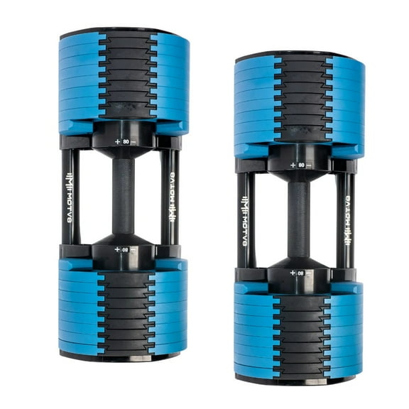 Probell 580 Adjustable Dumbbells - Motv8 Probells, 5lbs - 80lbs Adjustable Free Weight Dumbbells for Men and Women - Strength Training and Fitness (Electric Blue Pair)