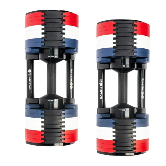 Probell 580 Adjustable Dumbbells - Motv8 Probells, 5lbs - 80lbs Adjustable Free Weight Dumbbells for Men and Women - Strength Training and Fitness (Patriot Pair)