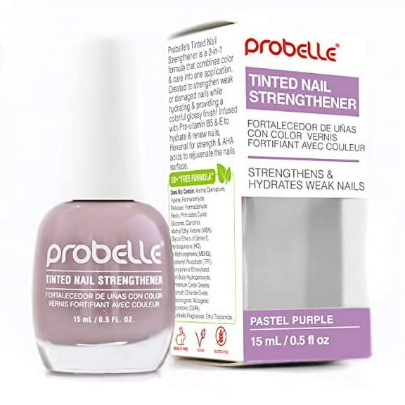 Probelle Nail Strengthener, Nail Strengthening Treatment, Nail Growth and Repair, Stops Peeling, Splits, Chips, Cracks, and Strengthens Nails (0.5 Fl Oz (Pack of 1), Pastel Purple)