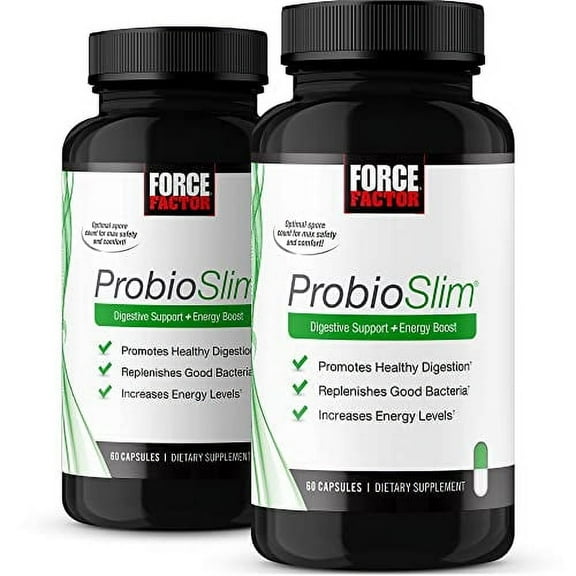 ProbioSlim Probiotic Supplement for Women and Men with Probiotics and Green Tea Extract, Reduce Gas, Bloating, Constipation, Support Digestive and Gut Health, Force Factor, 120 Capsules (2-Pack)