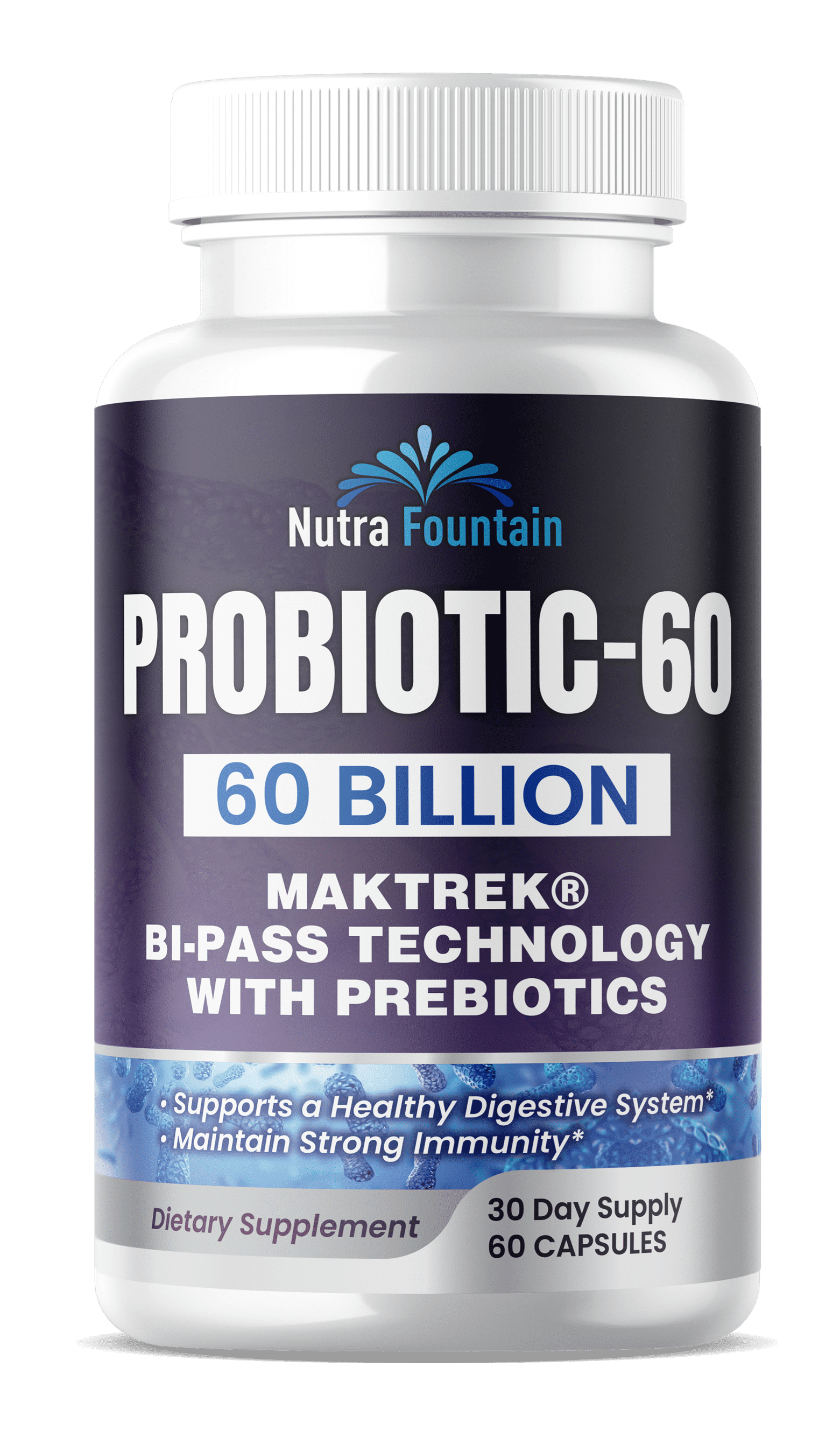 Probiotic 60 Billion CFU - MAKTREK B-Pass Technology with Prebiotics - 6- Capsules