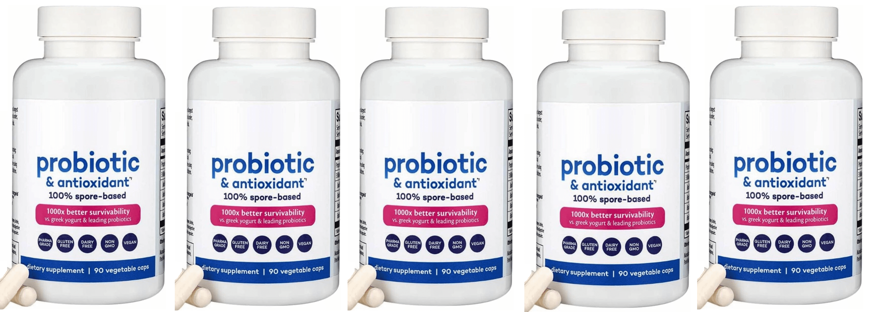 Probiotic & Antioxidant Digestive Support Dietary Supplement -90 Vege Capsule [5 Pack]