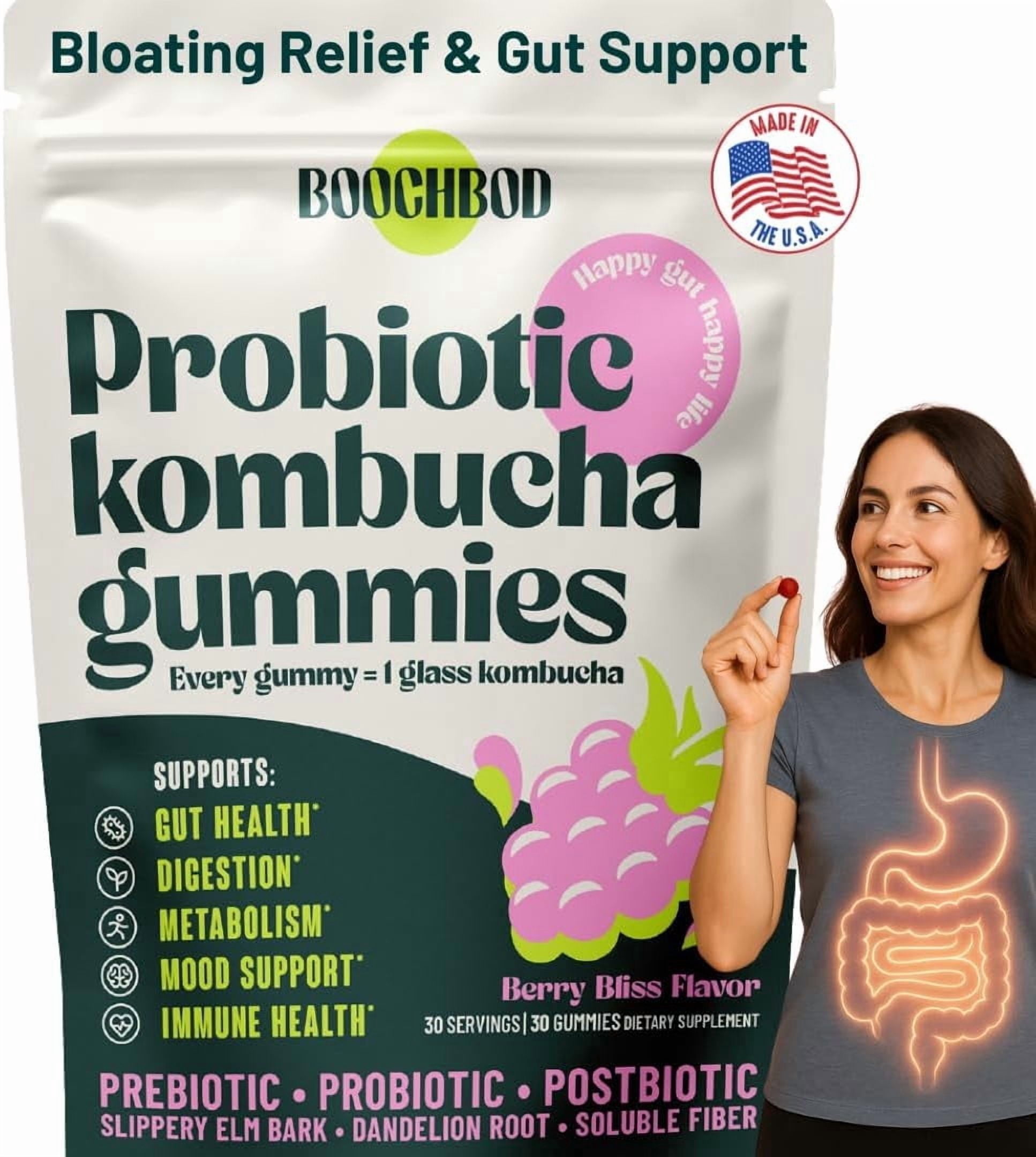 BoochBod Probiotic Kombucha Gummies
