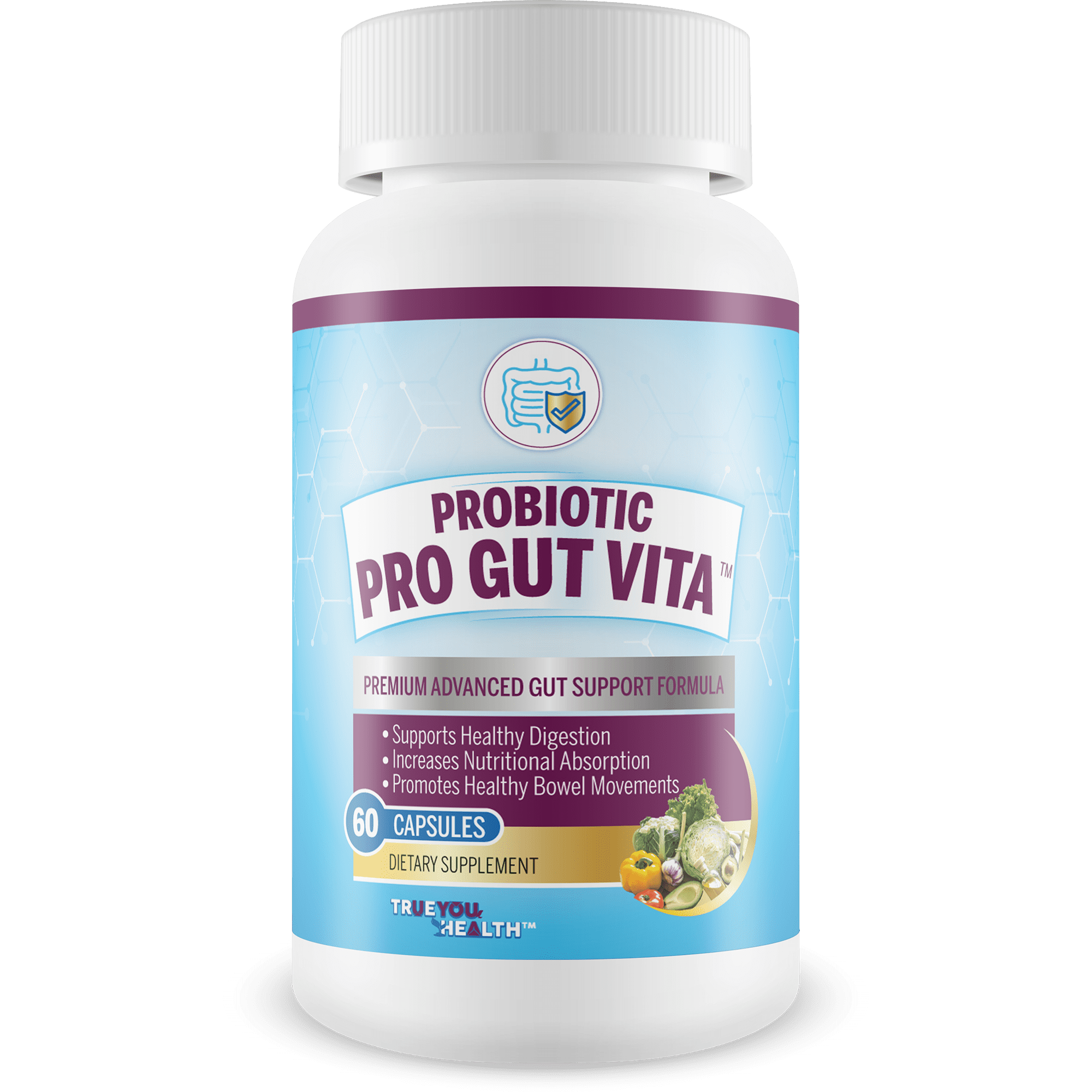 Probiotic Pro Gut Vita - Gut Health Support Probiotic & Vitamin Formula - Promote Healthy Digestion, Nutrient Absorption, Bowel Movements - Help Improve Gut Microbiome for Additional Health Benefits