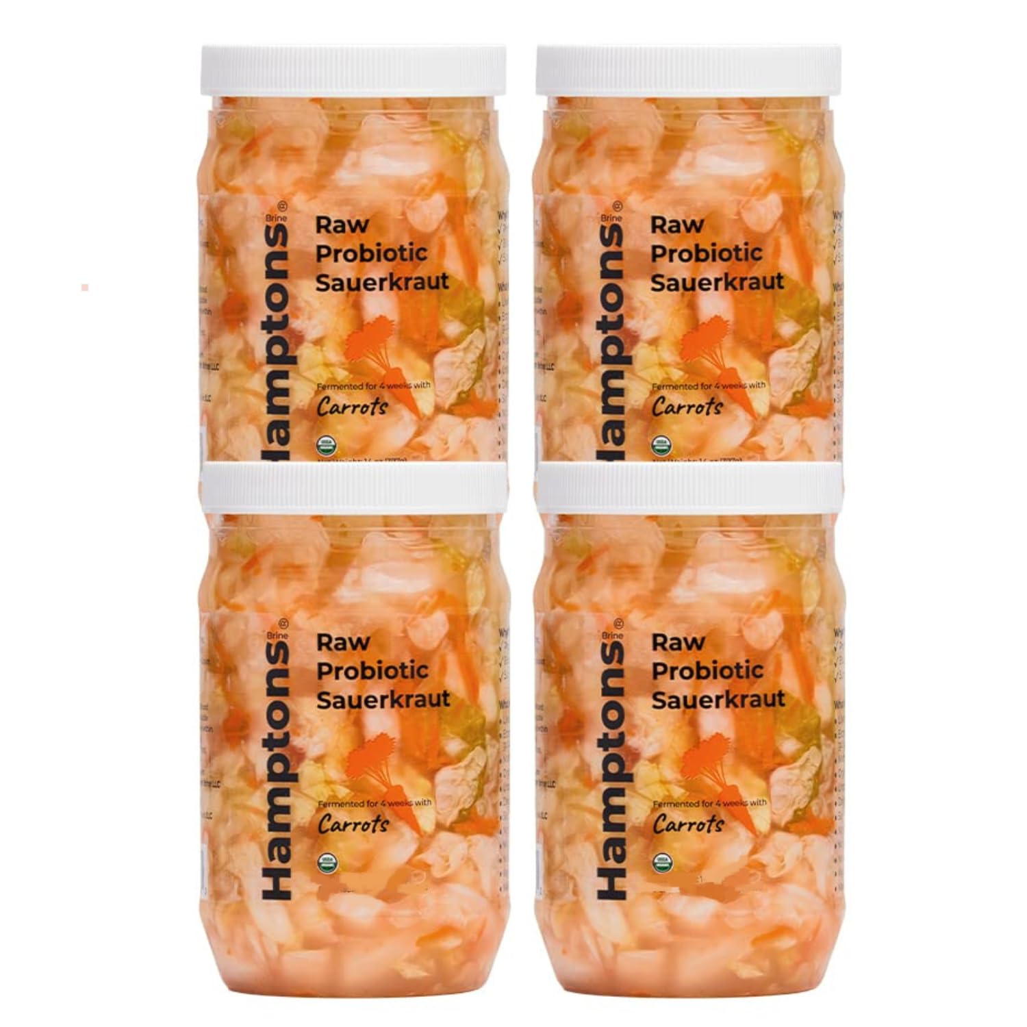 Probiotic Sauerkraut made with Carrots, Cabbage, Himalayan Kosher Salt