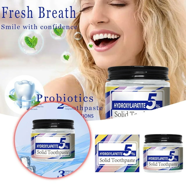 Probiotic Solid Toothpaste Portable Yellow Stains Freshens Breath Teeth