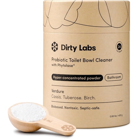 | Probiotic toilet cleaning powder | Contains enzymes | 24 doses | Safe for septic tanks, biodegradable, no bleach | Green fragrance (blackcurrant, tuberose, birch)