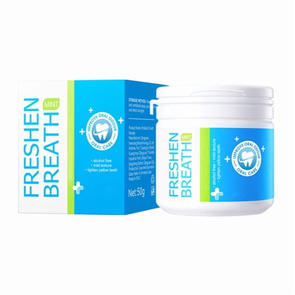 Probiotic Tooth Powder for Teeth Cleaning and Stain Removal, Mint Oral Care Powder with Lactobacillus Ferment for Gentle Brightening, 24-Hour Fresh Breath, Mild Non