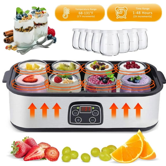 Probiotic Yogurt Maker, 1400 ML Ultimate Yogurt Maker with 8 Pcs Glass Jars,Probiotic Yogurt Maker with Adjustable Temperature & Time Control