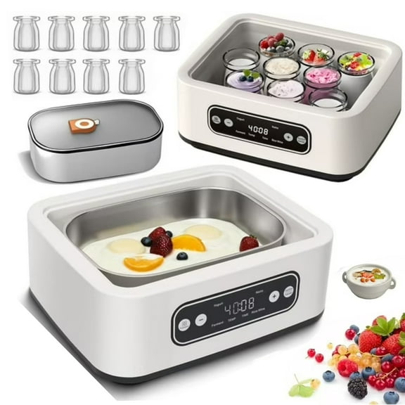 Probiotic Yogurt Maker with 9 Glass Jars, Yogurt Maker Adjustable Time & Temp Control, 1600ML Yogurt Maker Machine, Efficient Probiotic Yogurt Motor for Homemade Delights