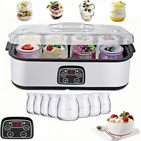 Probiotic Yogurt Motor Yogurt Maker 36 Hour Yogurt Maker Probiotic Yogurt Maker Machine With Temperature Control 1400ml Multi-Function Electric Yogurt Machine With 8 Yogurt Jar (Round)