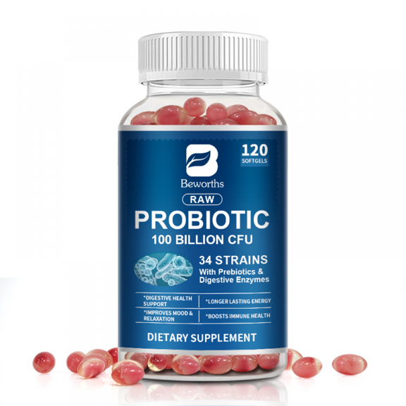 BEWORTHS Probiotic Enzyme Capsules,Fights Bloating,Eases Digestion,Supports Nutrient Absorption,120 Capsules