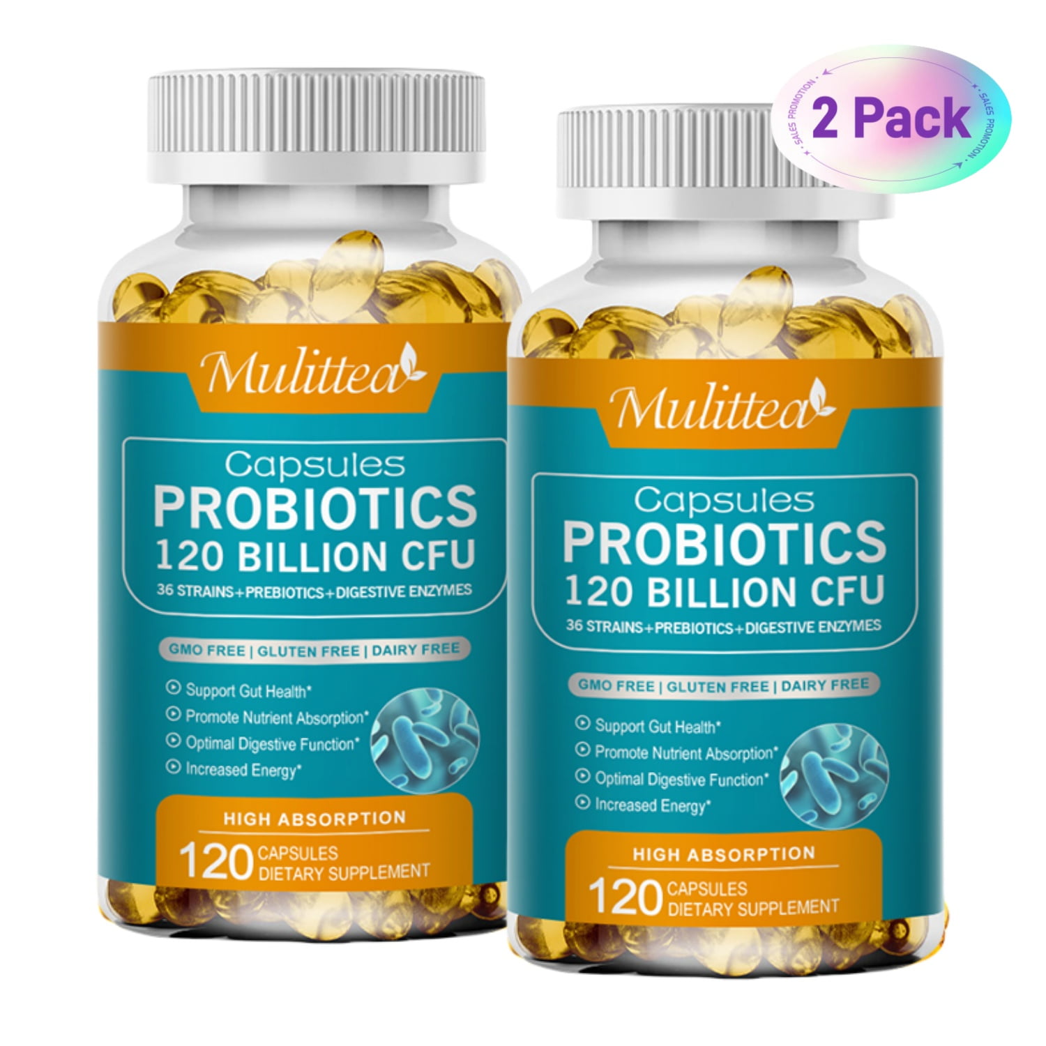 Probiotics 120 Billion CFU 36 Strains, Probiotic MultiEnzyme Digestive