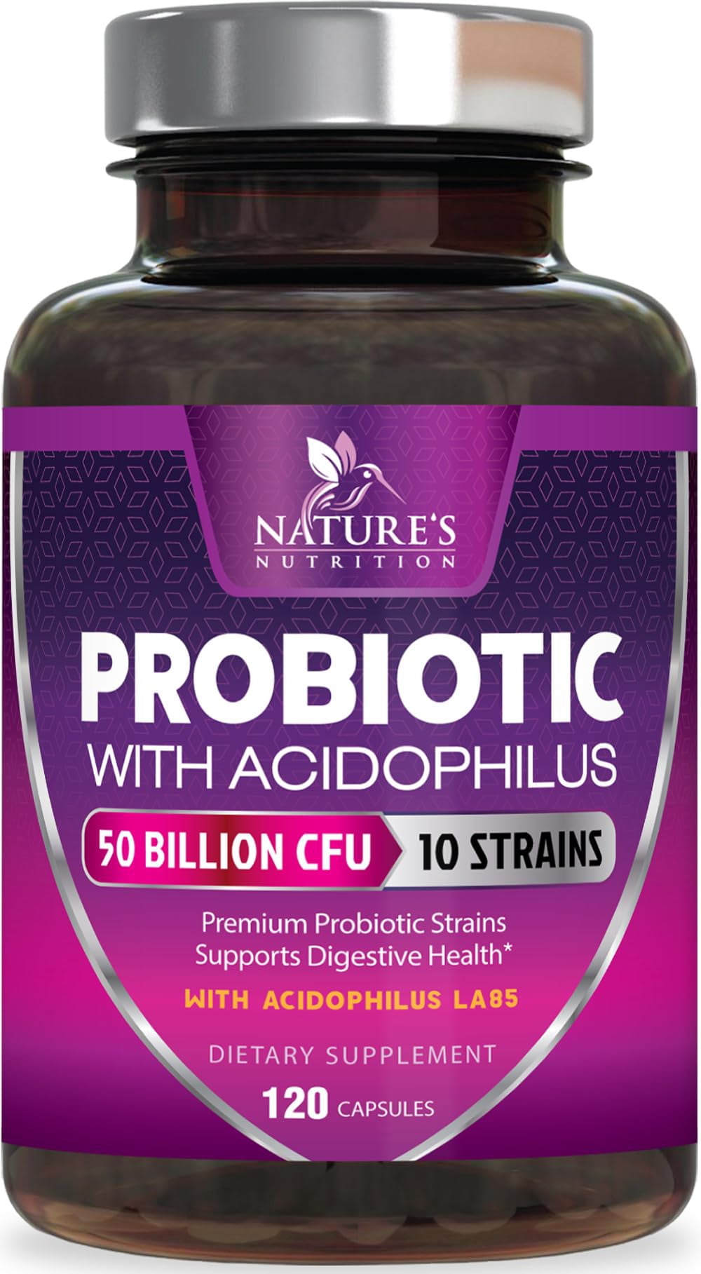 Probiotics - 50 Billion CFU per Capsule - 10 Strains & Prebiotics - Probiotics for Women & Men - Supports Digestive Gut Health, Bloating & Occasional Constipation - USA Bottled - 120 Capsules