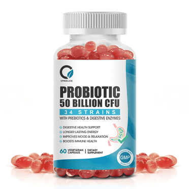 Probiotics & Digestive Enzymes for Women and Men with 50 Billion CFU and 34 Strains, Digestive & Gut Health, 120 Count - By Orgeuos