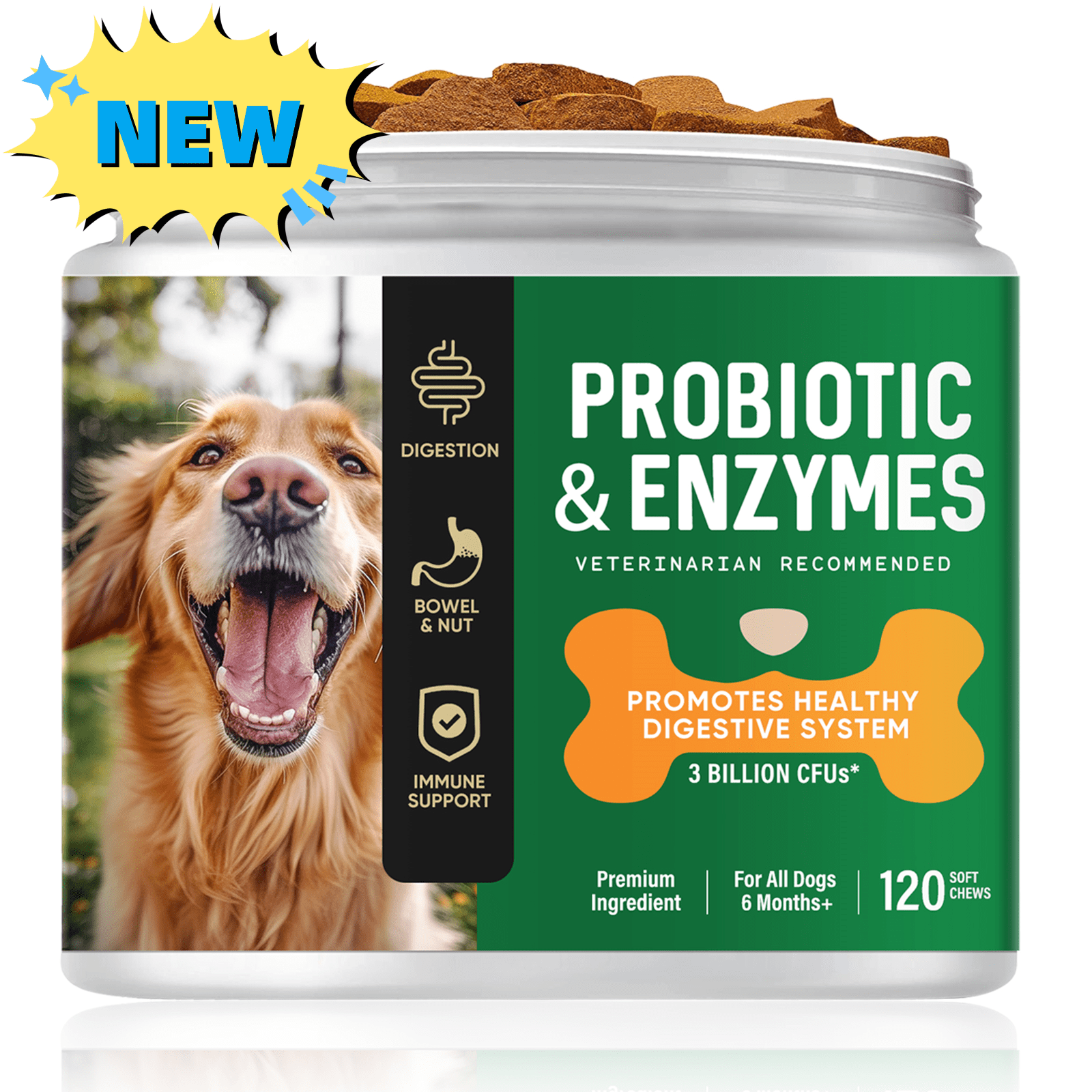Probiotics for Dogs, Advanced Probiotic Chews for Dogs with Digestive