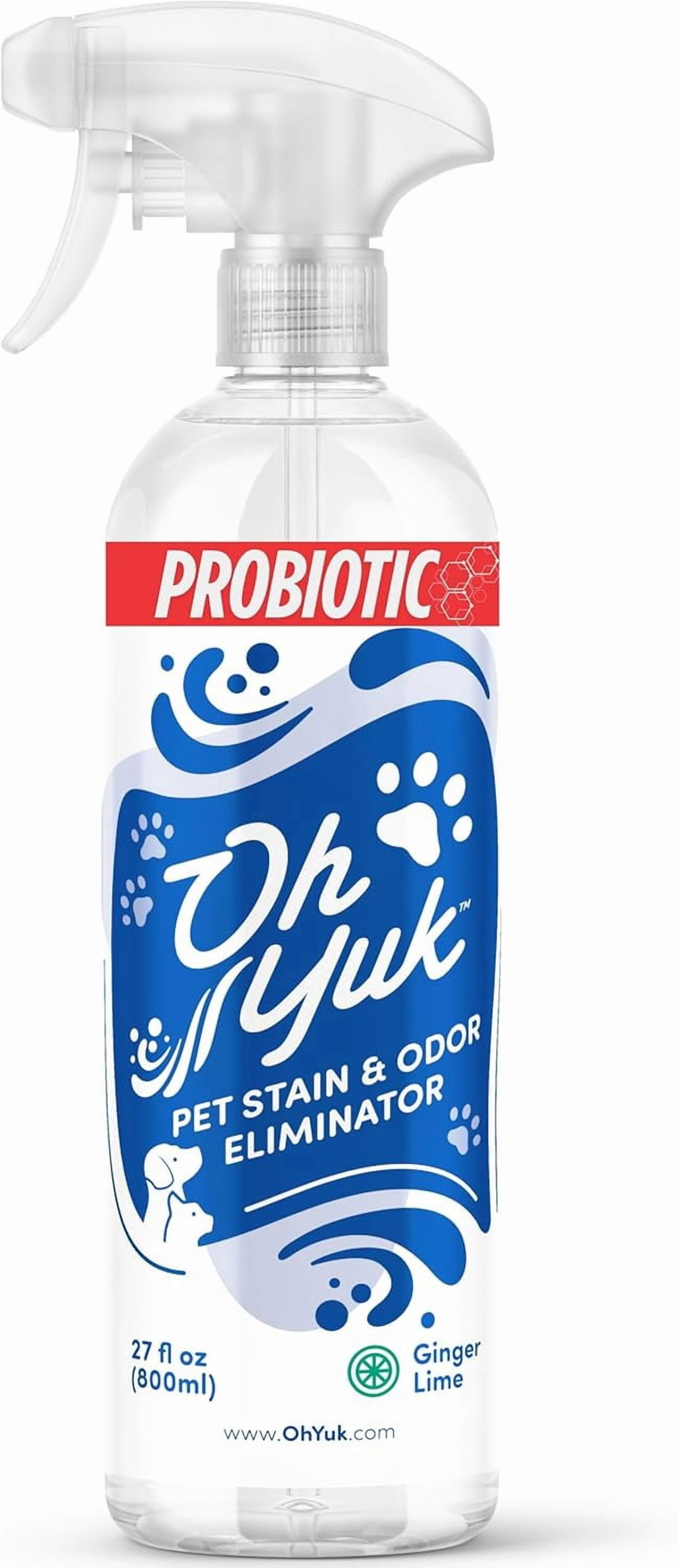 Probiotics Pet Odor Eliminator and Stain Remover Spray – Dog & Cat Urine and Poop Odor Eliminator for Home, Pet Pee Smell Remover & Deodorizer – 27 fl oz ( Ginger Lime)