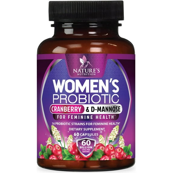 Probiotics for Women 60 Billion CFU - 16 Unique Strains, Prebiotics Cranberry & Lactobacillus, PH Balance, Digestive & Gut Health, Vaginal & Immune Support, Women's Probiotic - 60 Vegan Capsules