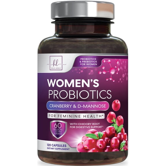 Probiotics for Women - 60 Billion CFU - 16 Strains Women's Probiotic for pH Balance and Vaginal Support with Cranberry - Prebiotic for Women Digestive & Immune Support, Bottled In USA - 120 Capsules