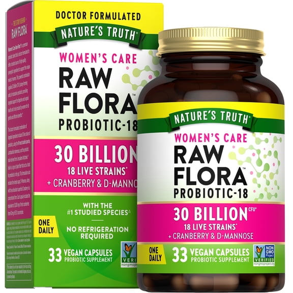 Probiotics for Women | 30 Billion CFU | 33 Capsules | with Cranberry and D-Mannose | by Raw Flora