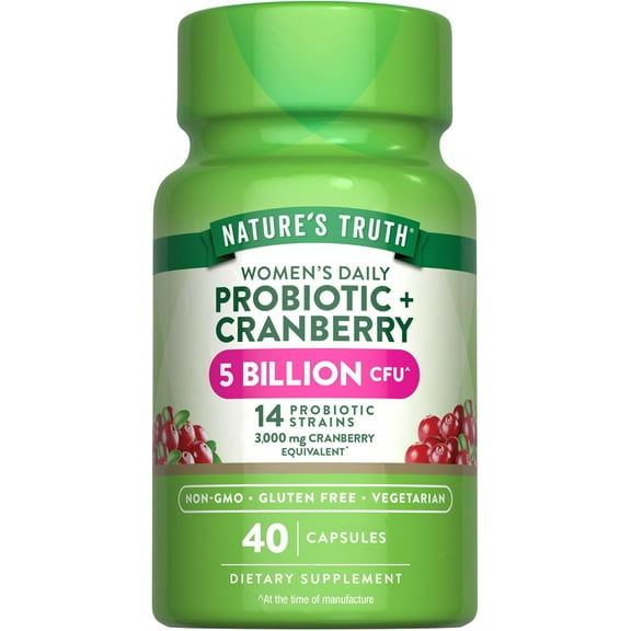 Probiotics for Women | 5 Billion Active Cultures | 40 Capsules | With Cranberry | by Natures Truth