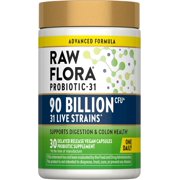 Probiotics for Women and Men | with Prebiotic | 30 Capsules | 90 Billion CFU | Vegan, Gluten Free | by Raw Flora