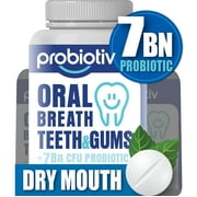 Probiotiv Chewable Oral Probiotics for Teeth and Gums, Bad Breath Treatment, Dry Mouth Relief, Breath Freshener – 30 Mint Tablets