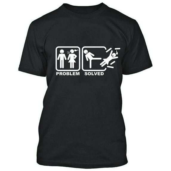 Problem Solved Marriage Funny T-Shirt Party Outfit Color Black 2X-Large