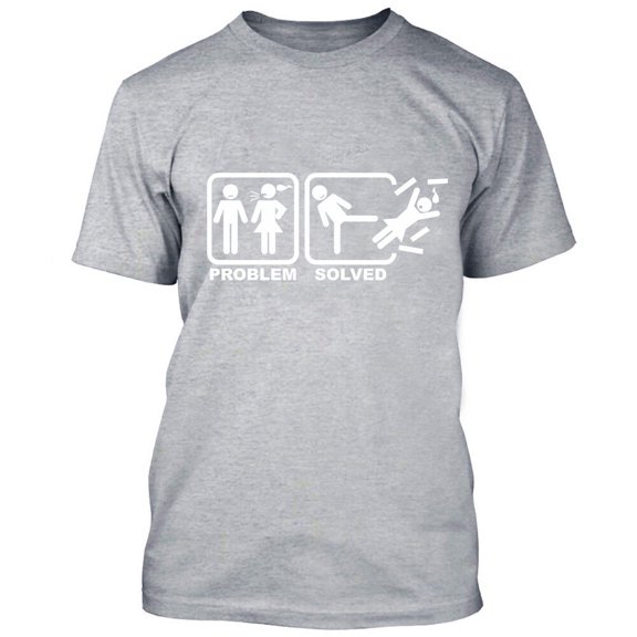 Problem Solved Marriage Funny T-Shirt Party Outfit Color Sport Gray Small