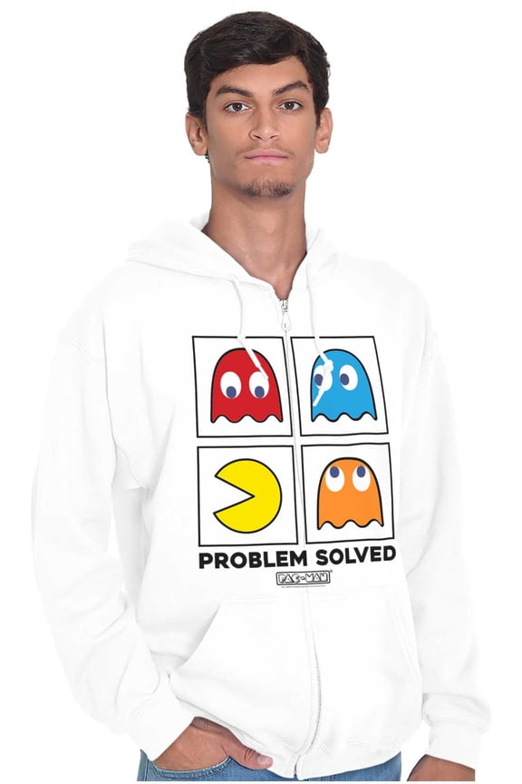 Problem Solved Pacman Unisex Plus Size Zip Hoodie Brisco Brands 2X
