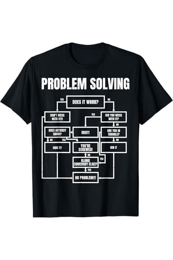 Problem Solving Chart Flow Diagram Geek Nerd Computer Logic Tech T-Shirt