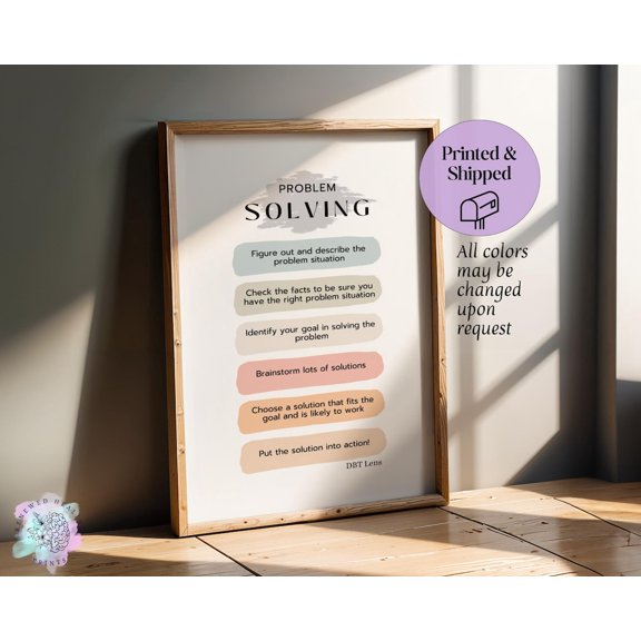 Problem Solving DBT Wall Art Print, Unframed Paper Poster 8x10in