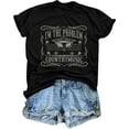 thumbnail image 1 of I'm The Problem T-Shirt Retro Steer Skull Western Shirts Country Music Tees Cowgirl Graphic Cowboy Tops,short sleeve casual shirts for women,womens short sleeve shirts casual, 1 of 8