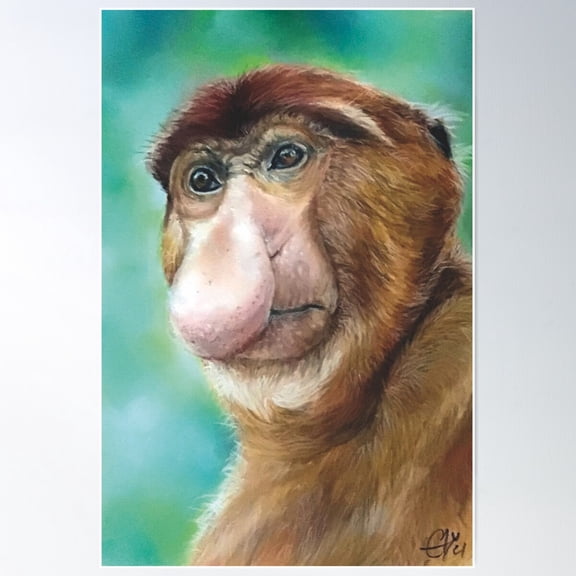 Proboscis Monkey Poster Wall Art, Modern Wall Decor For Living Room Bedroom, 12x18 UNFRAMED