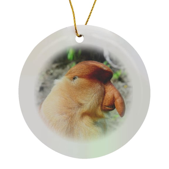 3drose, Proboskis Monkey with Long Nose., Circle Porcelain Ornament