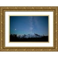 thumbnail image 1 of Probst, Greg 14x11 Gold Ornate Wood Framed with Double Matting Museum Art Print Titled - The lights of climbers can be seen on the mountain as the Milky Way rises behind Mt Rainier, 1 of 4